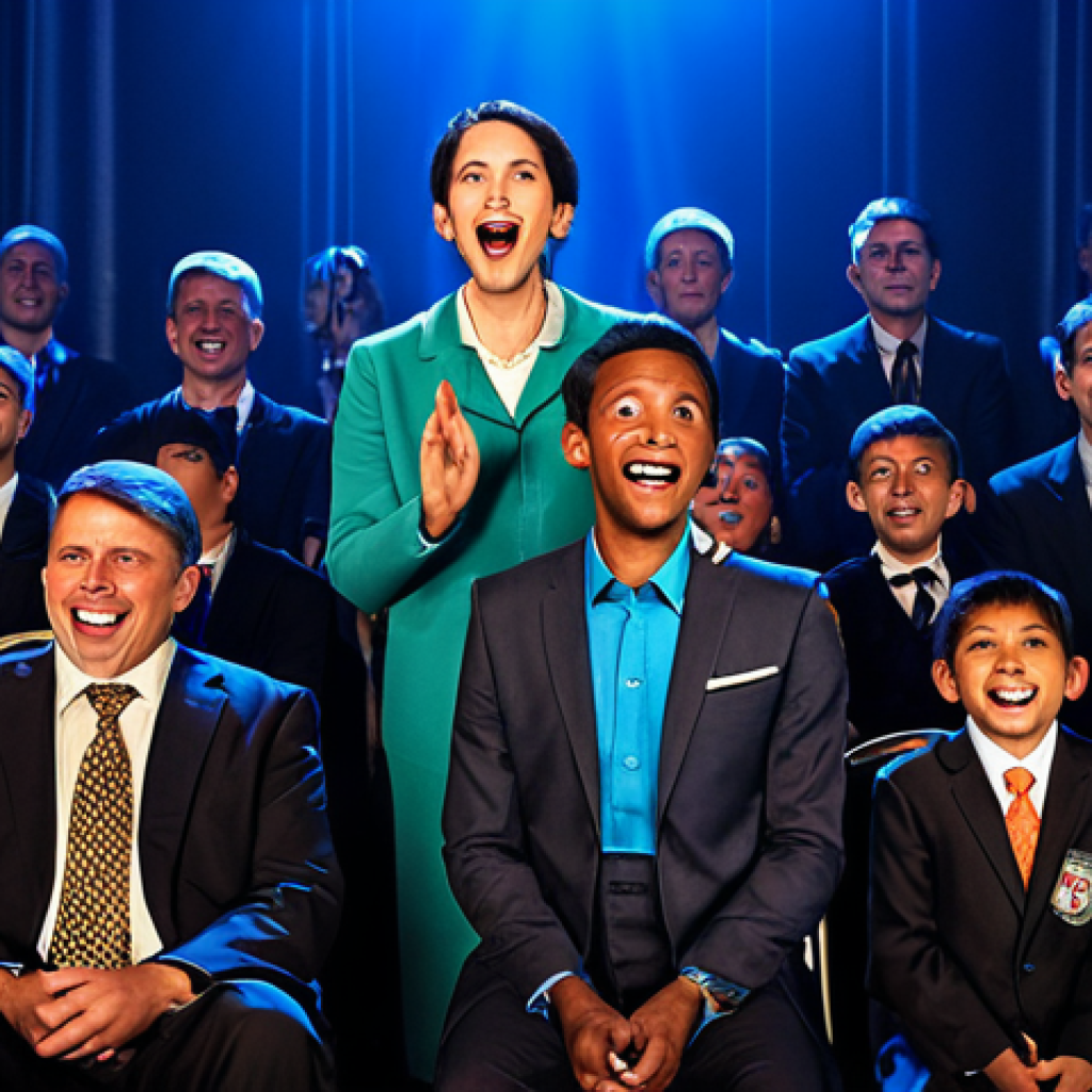 마술 공연 관객 반응 - Magic Show Audience**

"A diverse audience watching a magic show, fully clothed in modest attire, ex...