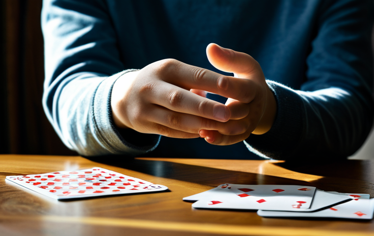 마술 공연을 잘하는 법 - **Image Prompt:** A young, fully clothed individual practicing card tricks in a quiet room, lit by s...