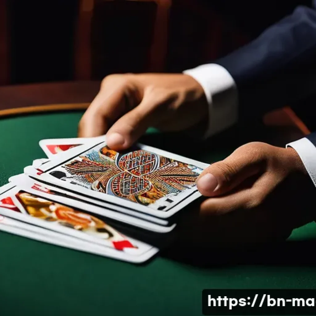 마술 전문점 - A detailed close-up of a magician&rsquo;s hand skillfully performing a lever card trick, featuring a vibra...