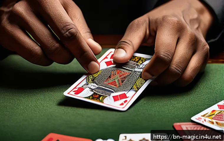 마술 카드 마스터리 - A close-up shot of a Bengali magician&rsquo;s hands demonstrating proper card handling techniques, showing...